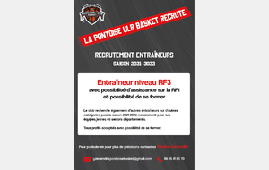 Nous recherchons un entraîneur niveau RF3 avec possibilité d'assistance sur la RF1